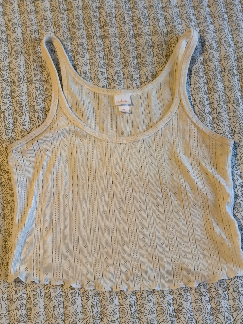 Colsie Cream Eyelet Knit Tank - Sleeveless Scoop Neck